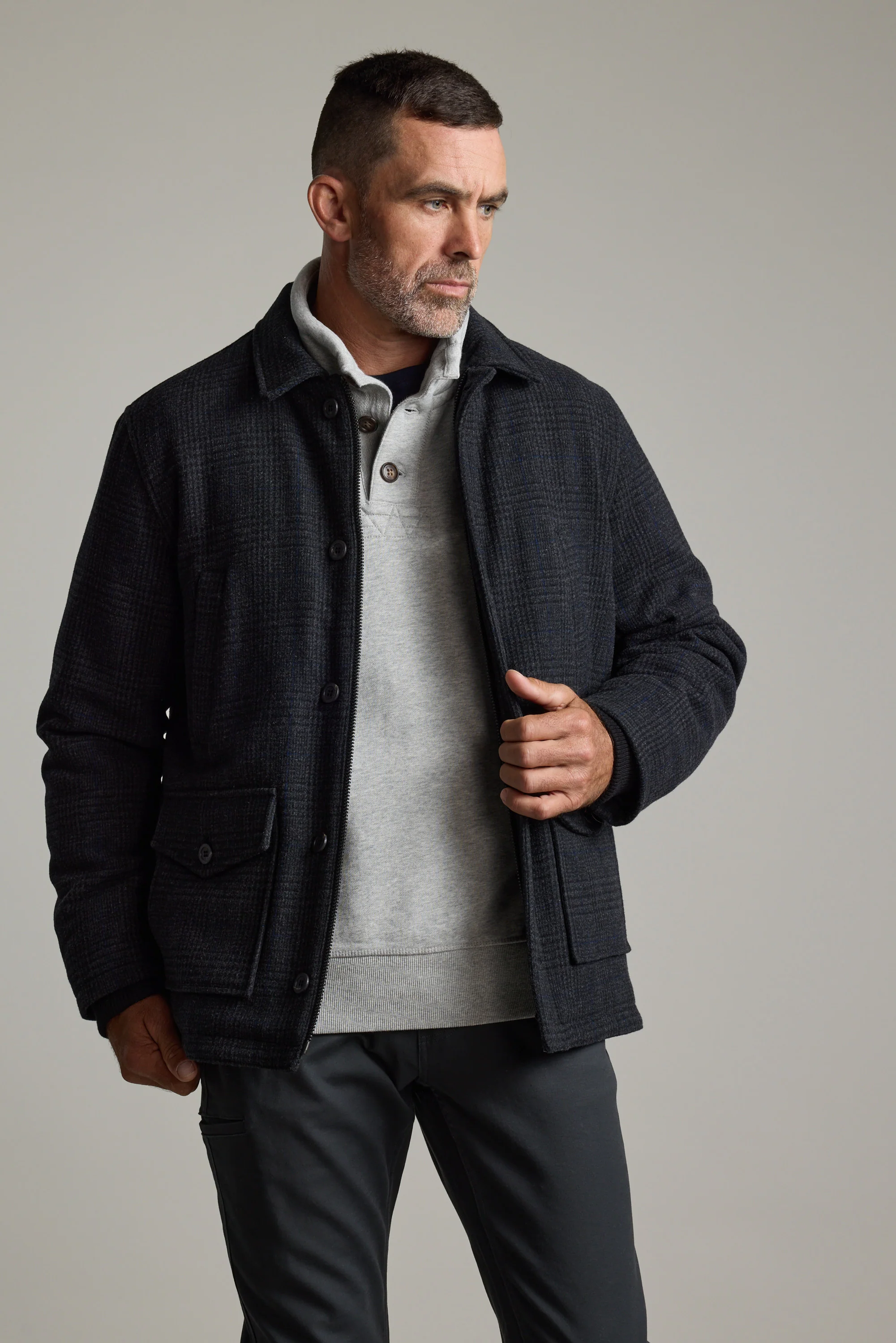 Harrington Half Button Sweatshirt