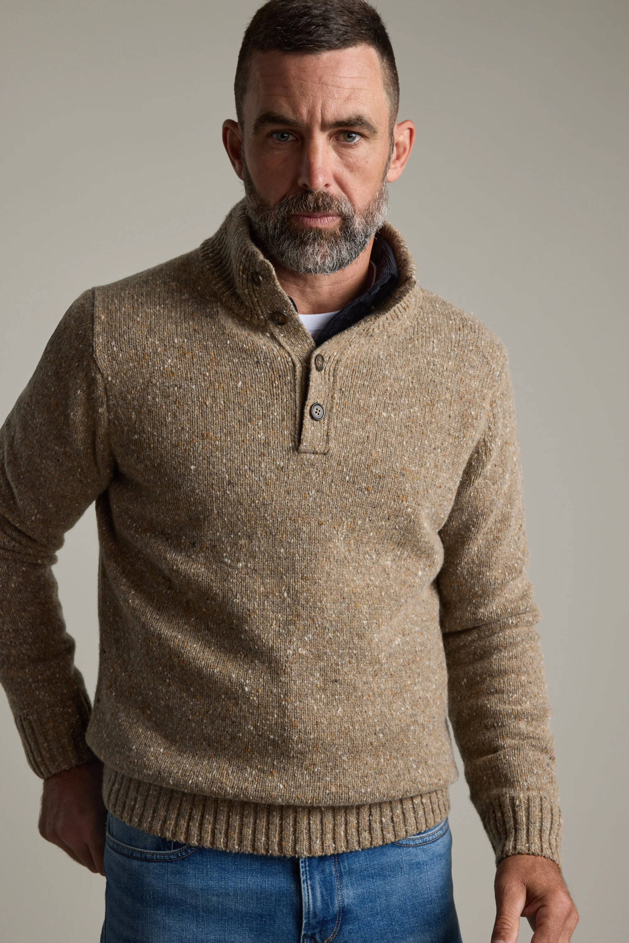 Redford Woollen Half Button Sweater