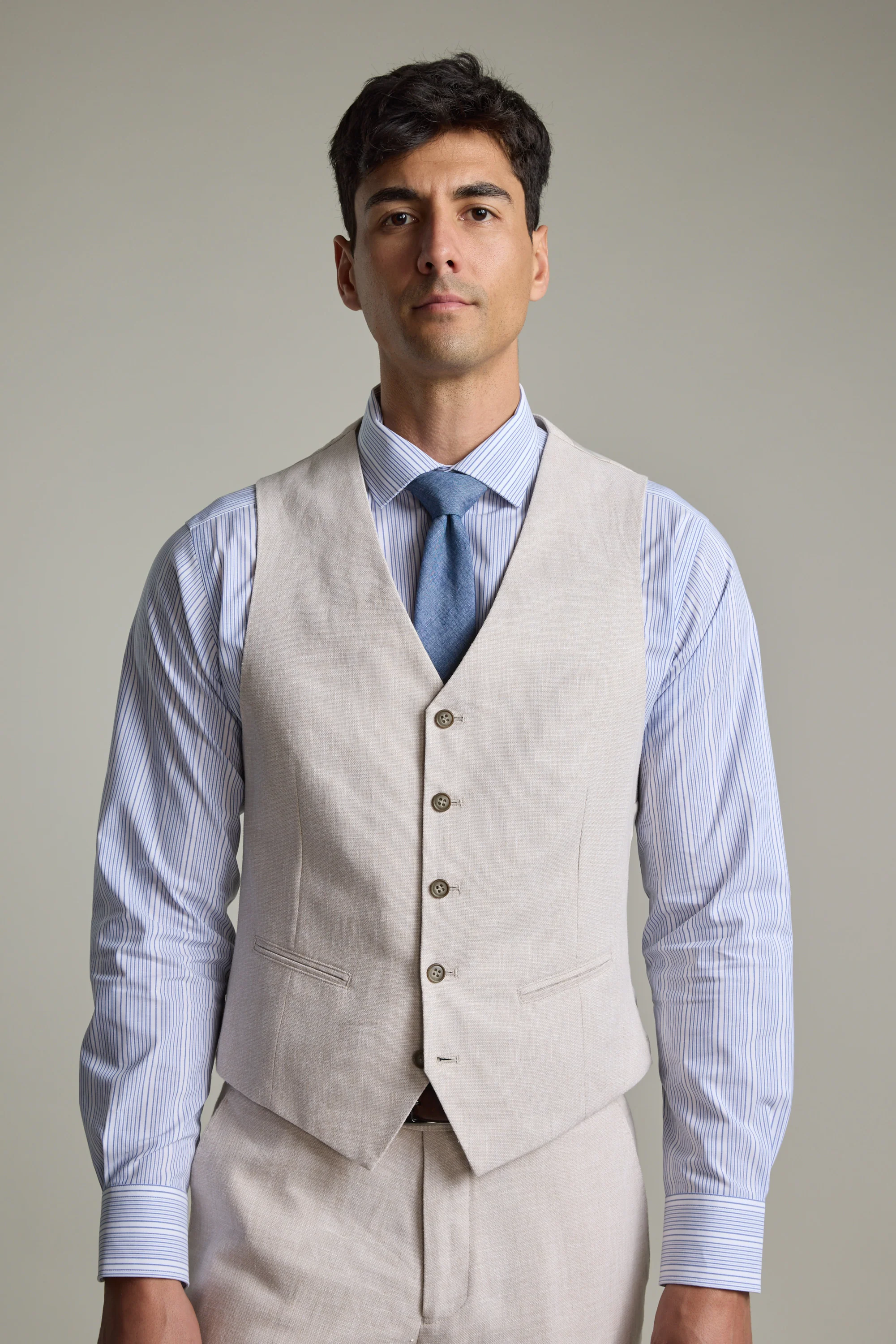 Somerton Linen Texture Waistcoat - Image 3