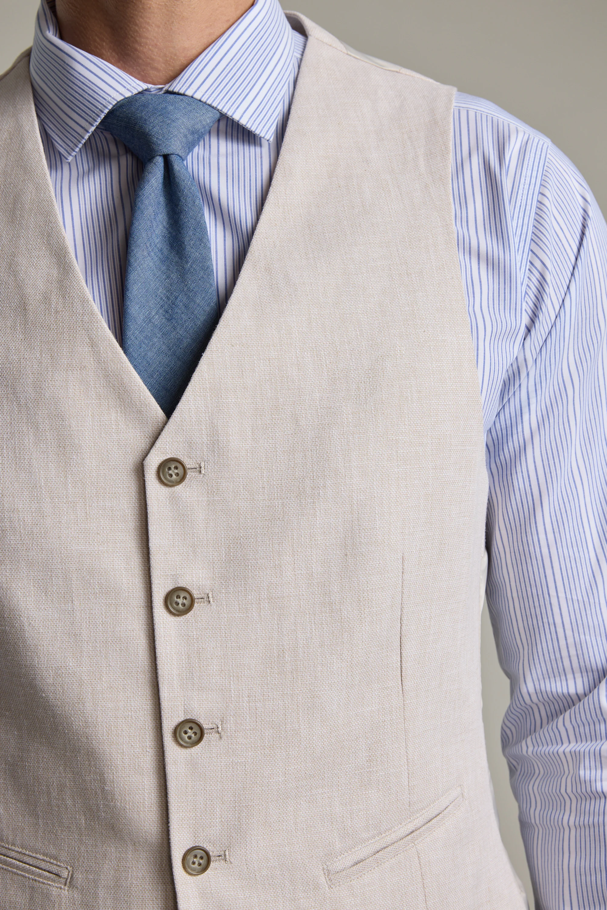 Somerton Linen Texture Waistcoat - Image 5